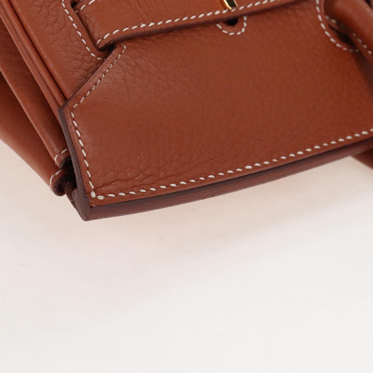 HERMES Birkin 35 Hand Bag Taurillon Leather Brown Gold Auth BA15860SM