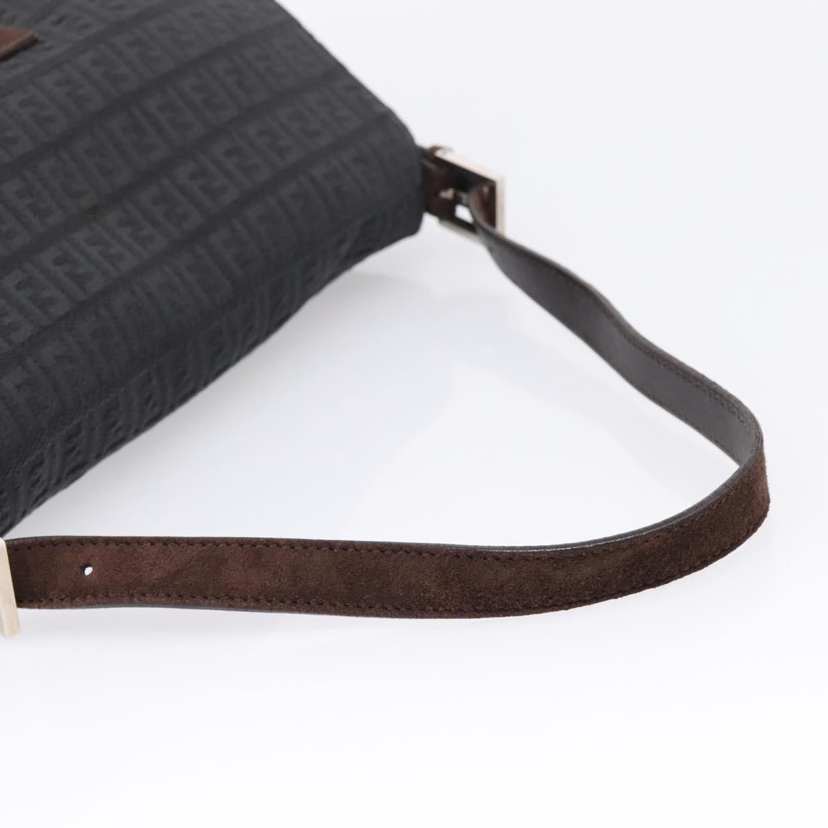 FENDI Zucchino Canvas Mamma Baguette Shoulder Bag Gray Silver Auth BA15868V