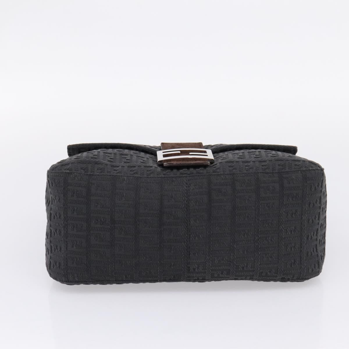 FENDI Zucchino Canvas Mamma Baguette Shoulder Bag Gray Silver Auth BA15868V
