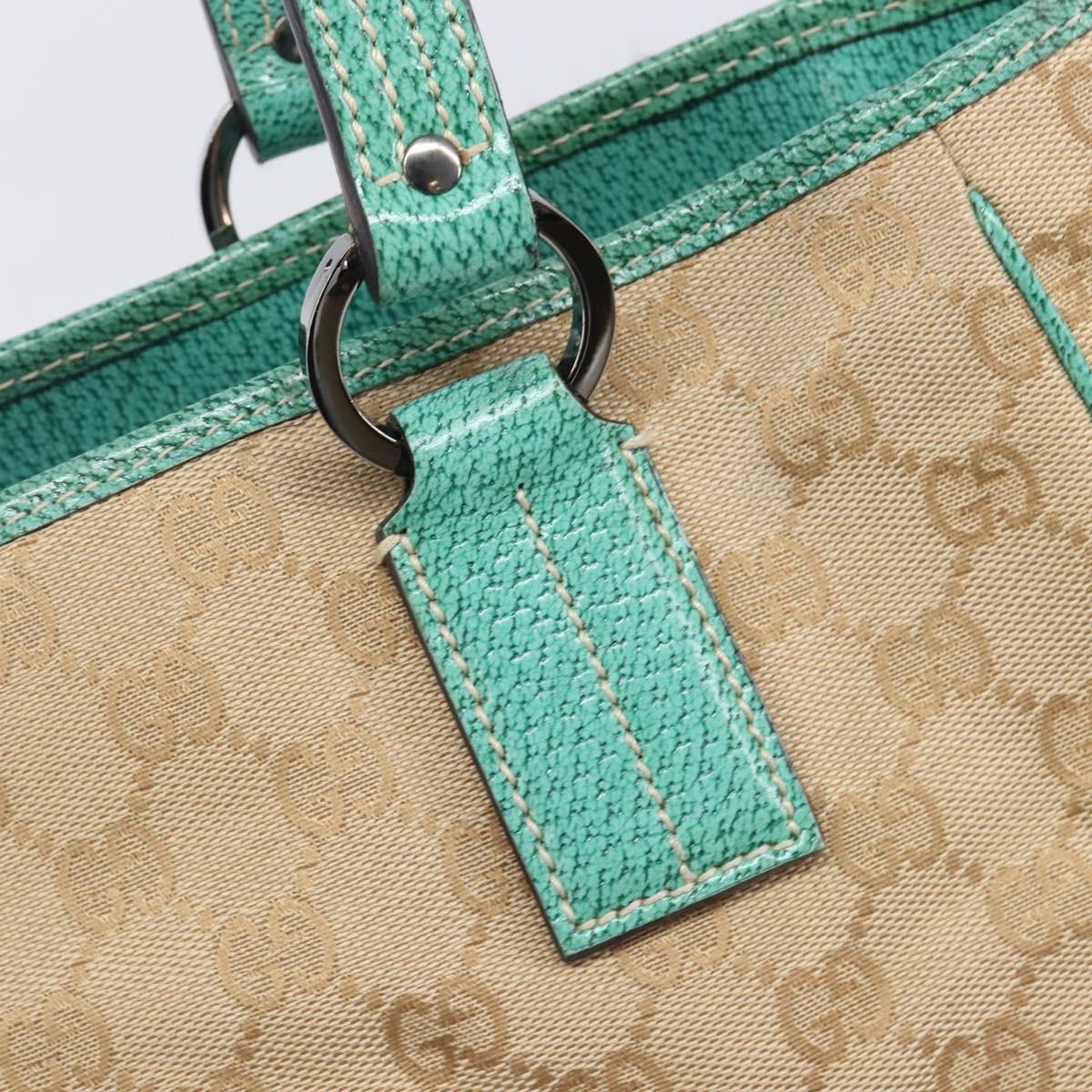GUCCI GG Canvas Tote Bag Beige Silver 113019 Auth BA15877V