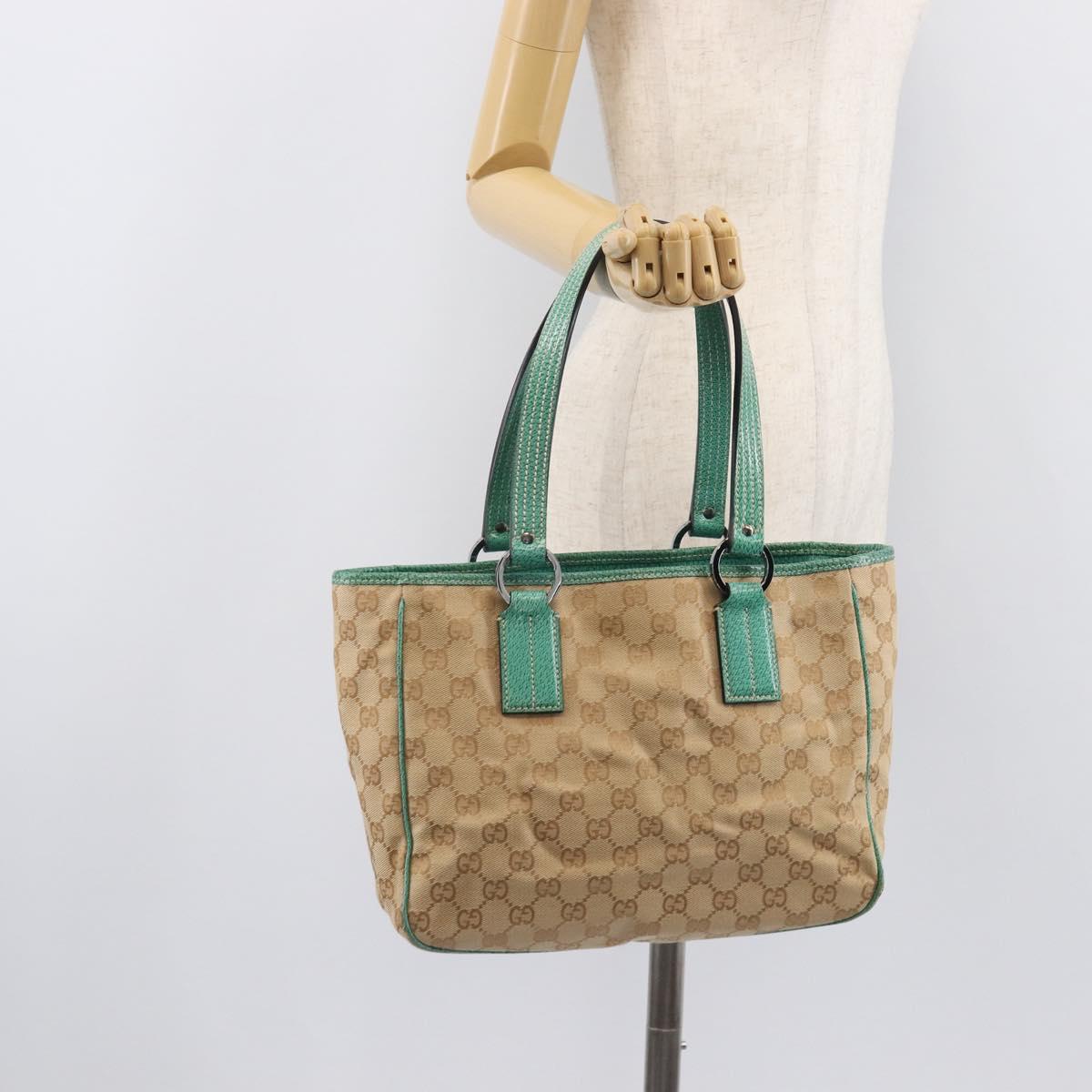 GUCCI GG Canvas Tote Bag Beige Silver 113019 Auth BA15877V