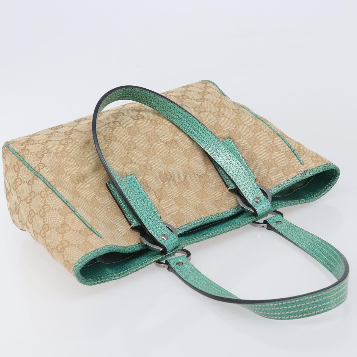 GUCCI GG Canvas Tote Bag Beige Silver 113019 Auth BA15877V