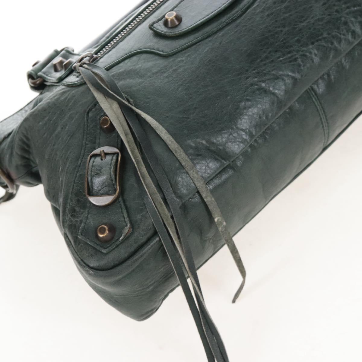 Balenciaga The First Hand Bag Leather 2way Green 103208 Auth BA15879V