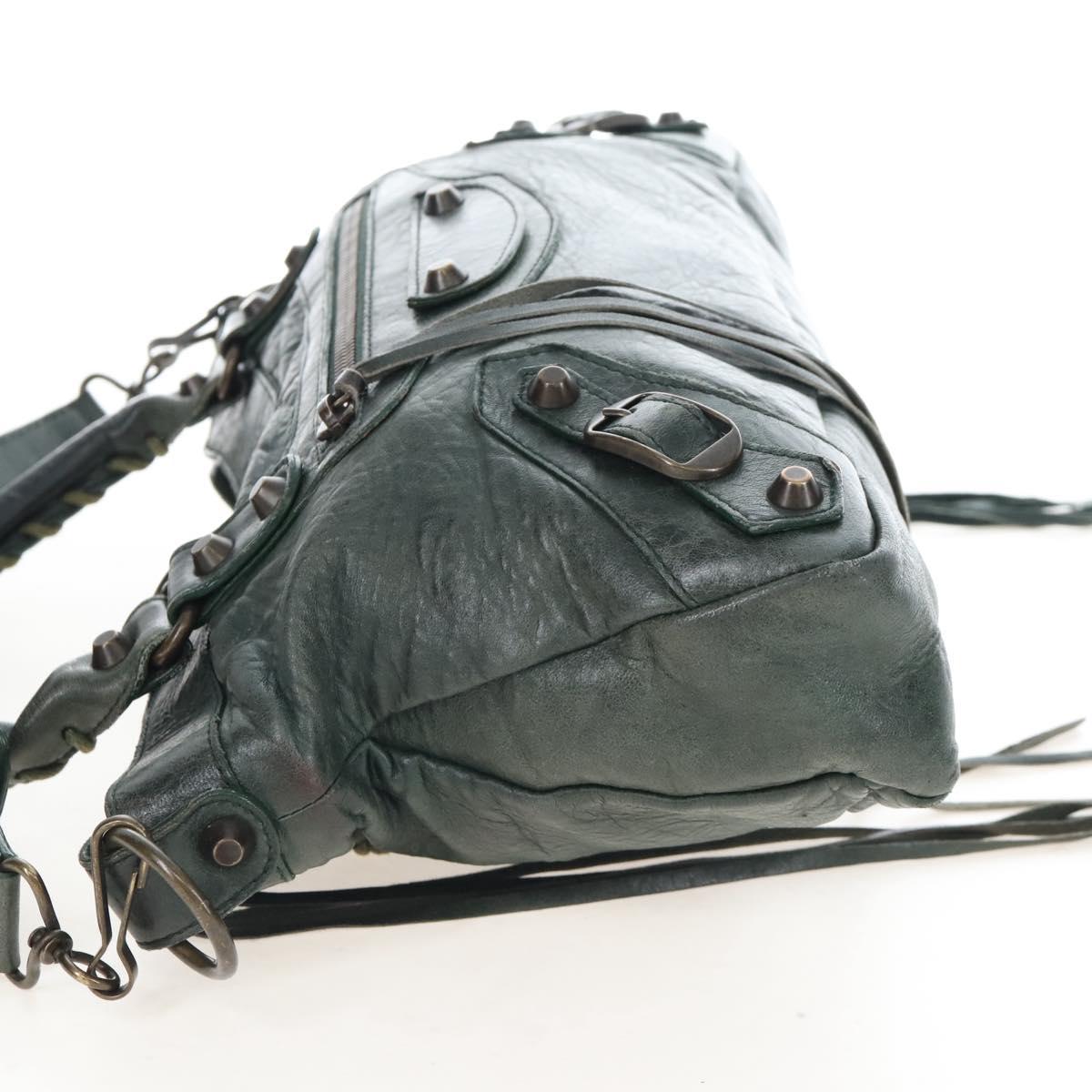 Balenciaga The First Hand Bag Leather 2way Green 103208 Auth BA15879V