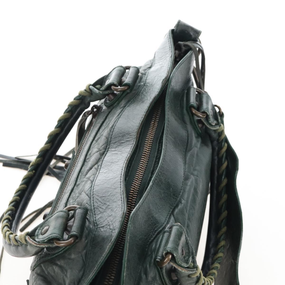 Balenciaga The First Hand Bag Leather 2way Green 103208 Auth BA15879V