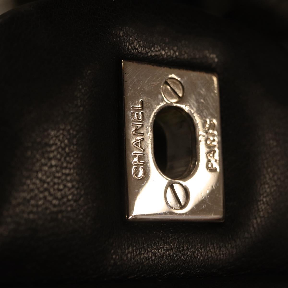 CHANEL Big Matelasse30 Chain Bag Lamb Skin Black Silver CC Auth BA15881SAM
