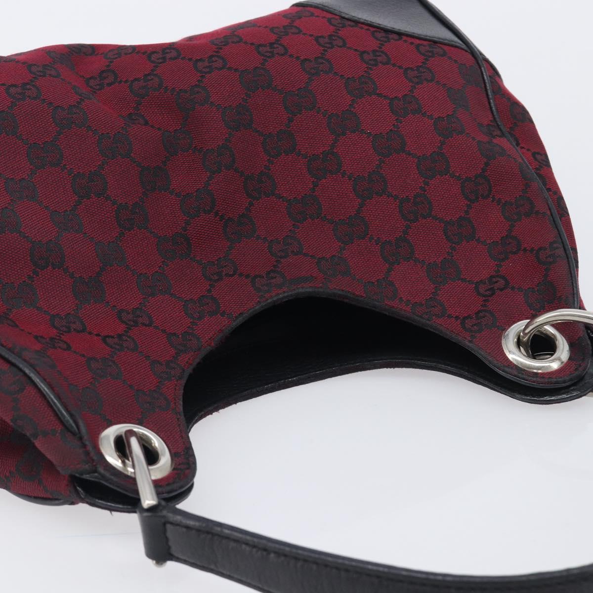 GUCCI GG Canvas Shoulder Bag Red Silver 257265 Auth BA15884A