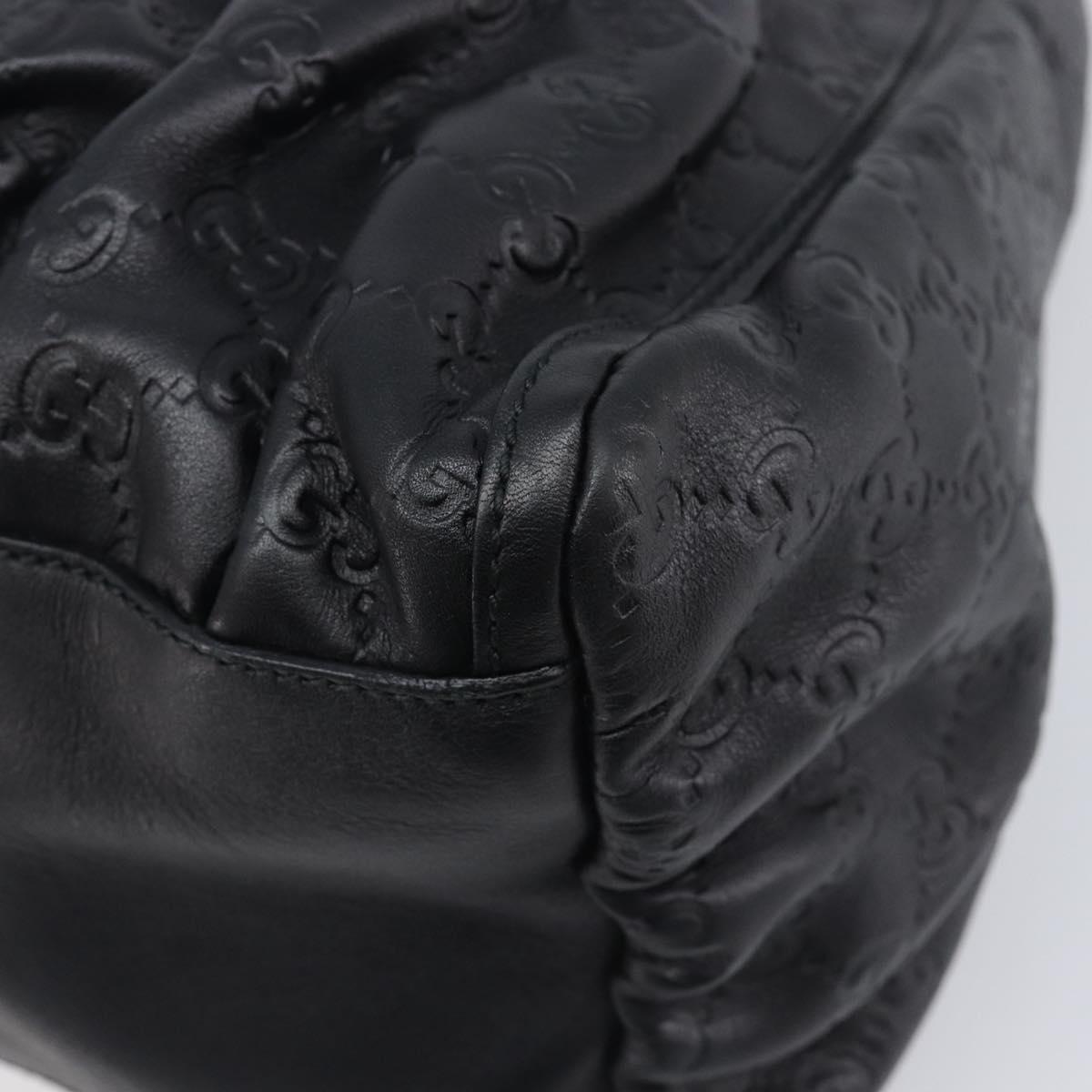 GUCCI GG Canvas Guccissima Abbey Bag Leather Black Gold 189833 Auth BA15886V
