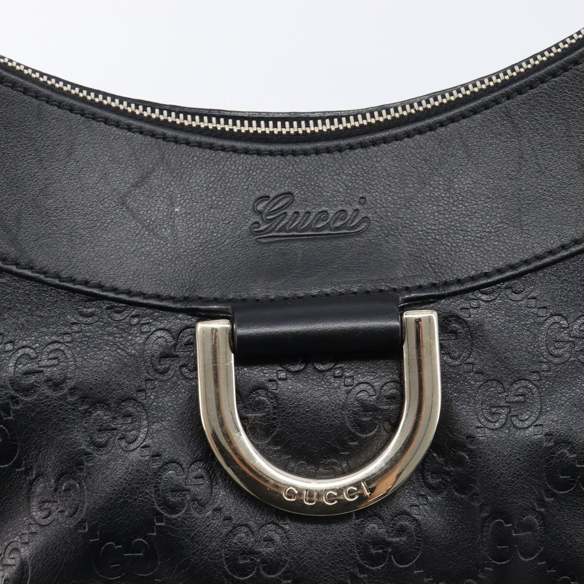 GUCCI GG Canvas Guccissima Abbey Bag Leather Black Gold 189833 Auth BA15886V