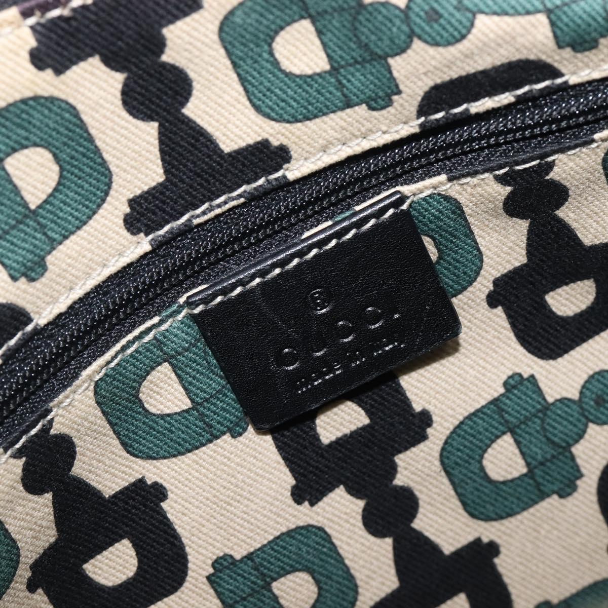 GUCCI GG Canvas Guccissima Abbey Bag Leather Black Gold 189833 Auth BA15886V