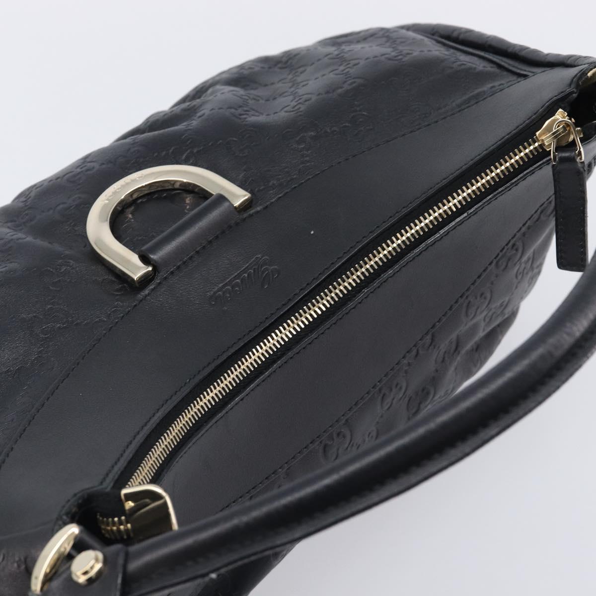 GUCCI GG Canvas Guccissima Abbey Bag Leather Black Gold 189833 Auth BA15886V