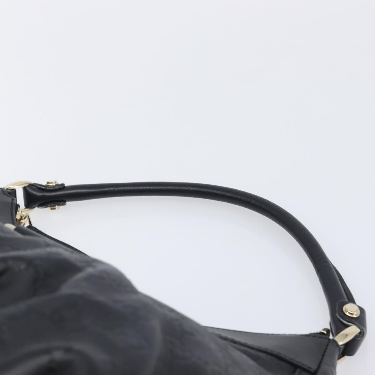 GUCCI GG Canvas Guccissima Abbey Bag Leather Black Gold 189833 Auth BA15886V