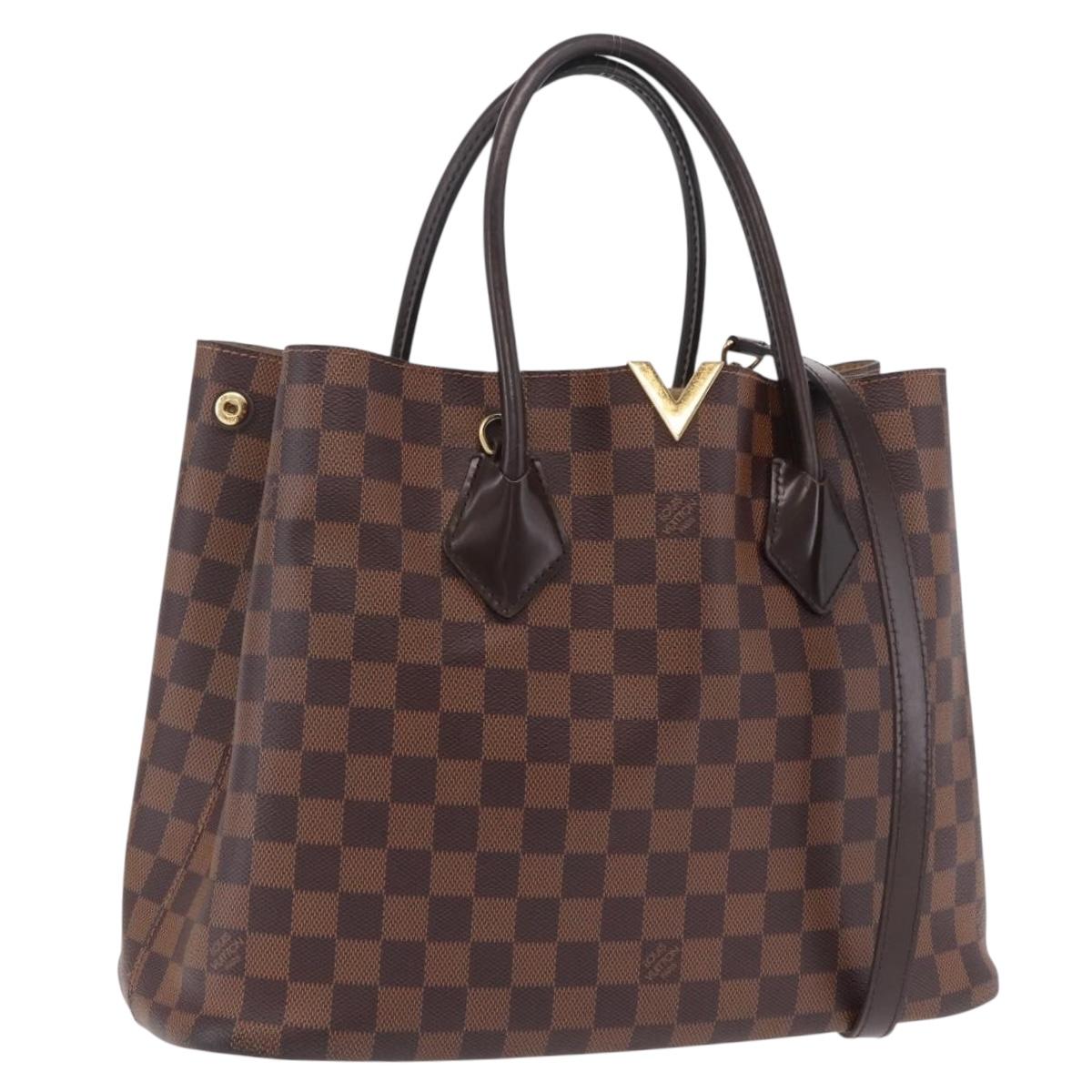 LOUIS VUITTON Damier Ebene Kensington Hand Bag N41435 LV Auth BA15892V