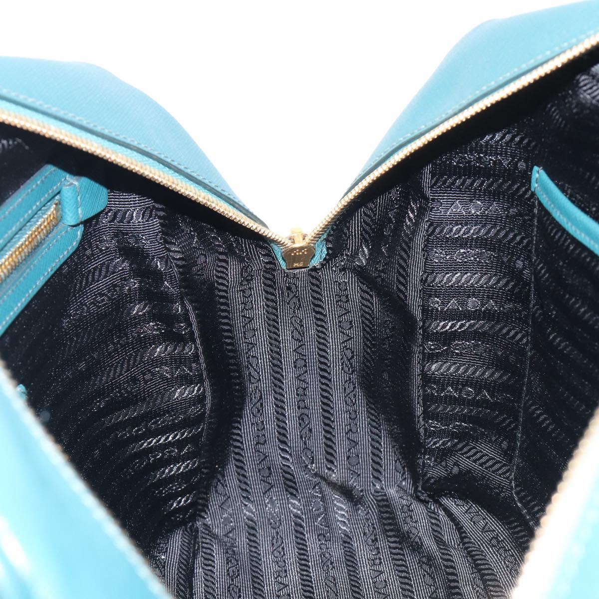 PRADA Galleria Hand Bag Saffiano leather Green Gold Auth BA15894V