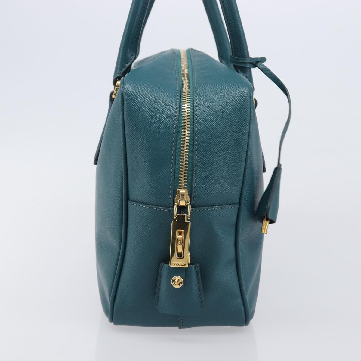 PRADA Galleria Hand Bag Saffiano leather Green Gold Auth BA15894V