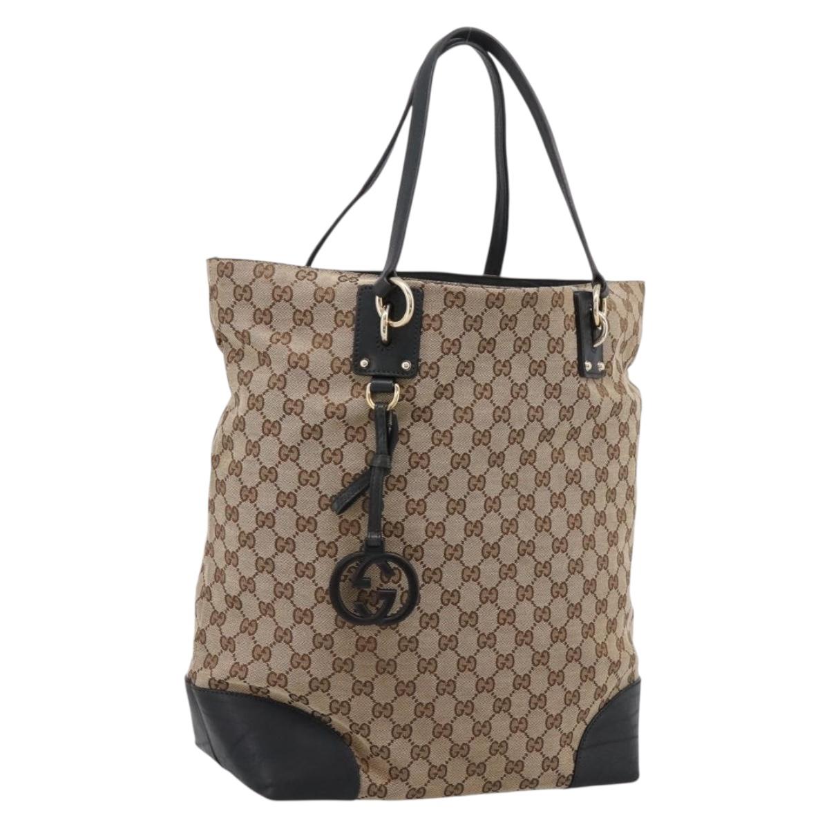 GUCCI GG Canvas Hand Bag 2way Gold Beige 247286 Auth BA15907V
