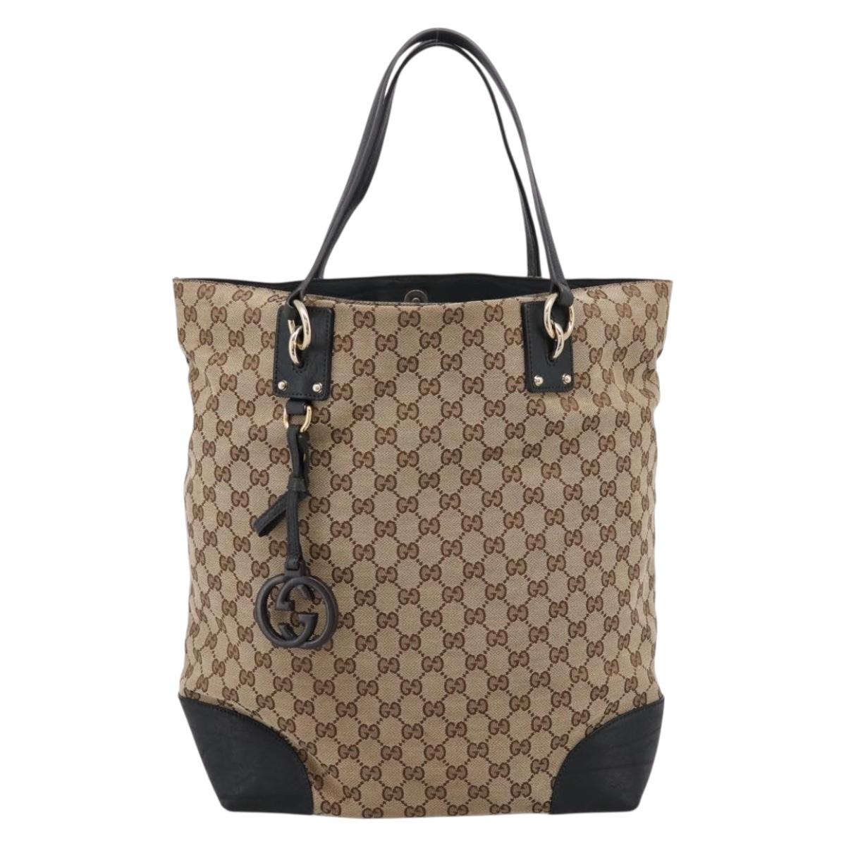 GUCCI GG Canvas Hand Bag 2way Gold Beige 247286 Auth BA15907V