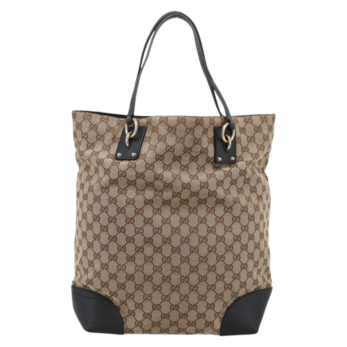 GUCCI GG Canvas Hand Bag 2way Gold Beige 247286 Auth BA15907V