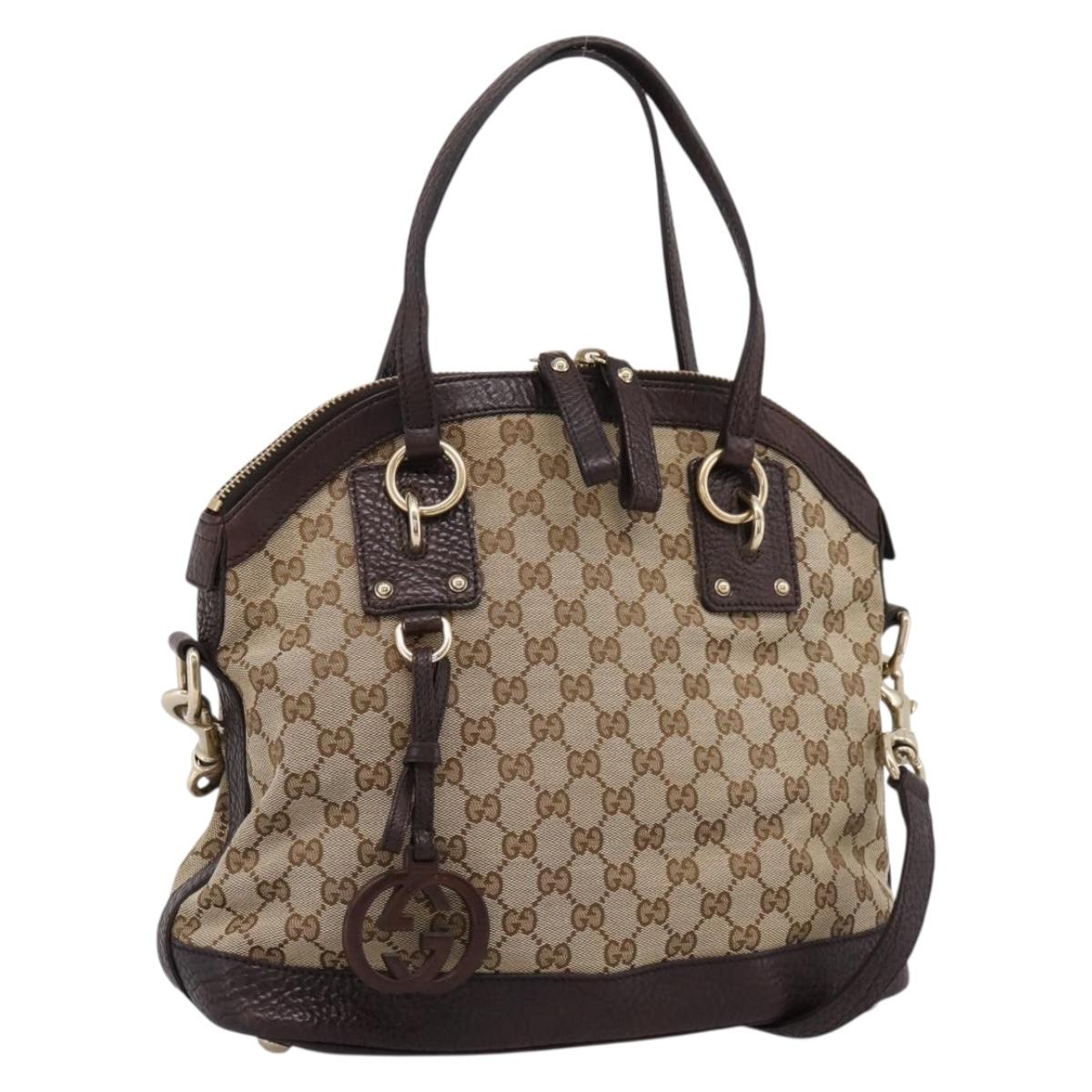 GUCCI GG Canvas Tote Bag 2way Beige Gold 247279 Auth BA15908V