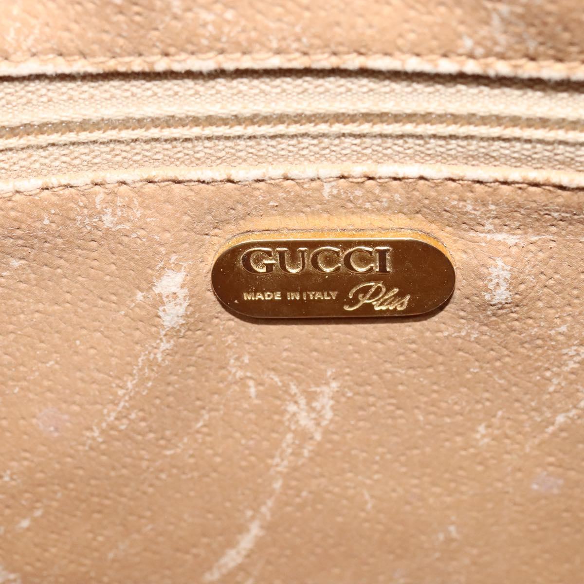 GUCCI GG Plus Supreme Shoulder Bag PVC Beige Gold Auth BA1591