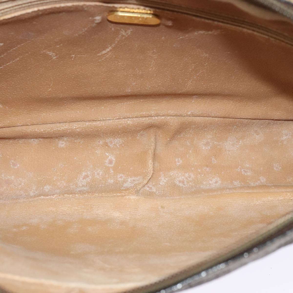 GUCCI GG Plus Supreme Shoulder Bag PVC Beige Gold Auth BA1591
