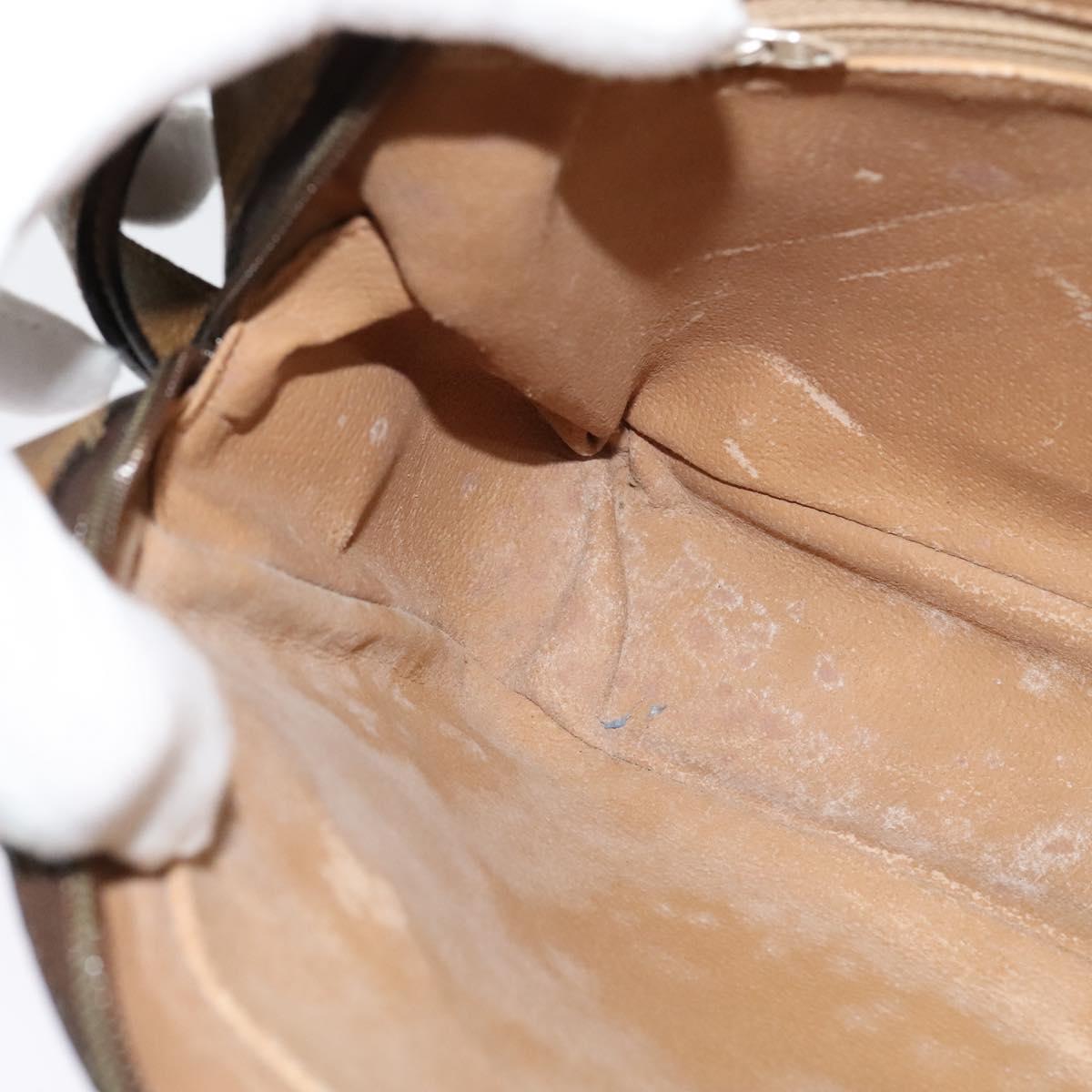 GUCCI GG Plus Supreme Shoulder Bag PVC Beige Gold Auth BA1591