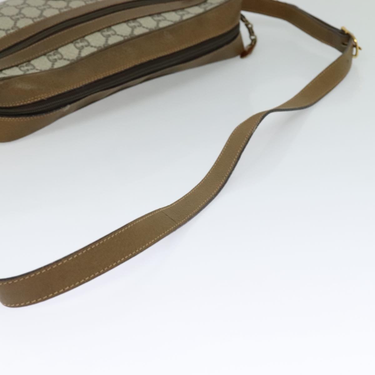 GUCCI GG Plus Supreme Shoulder Bag PVC Beige Gold Auth BA1591