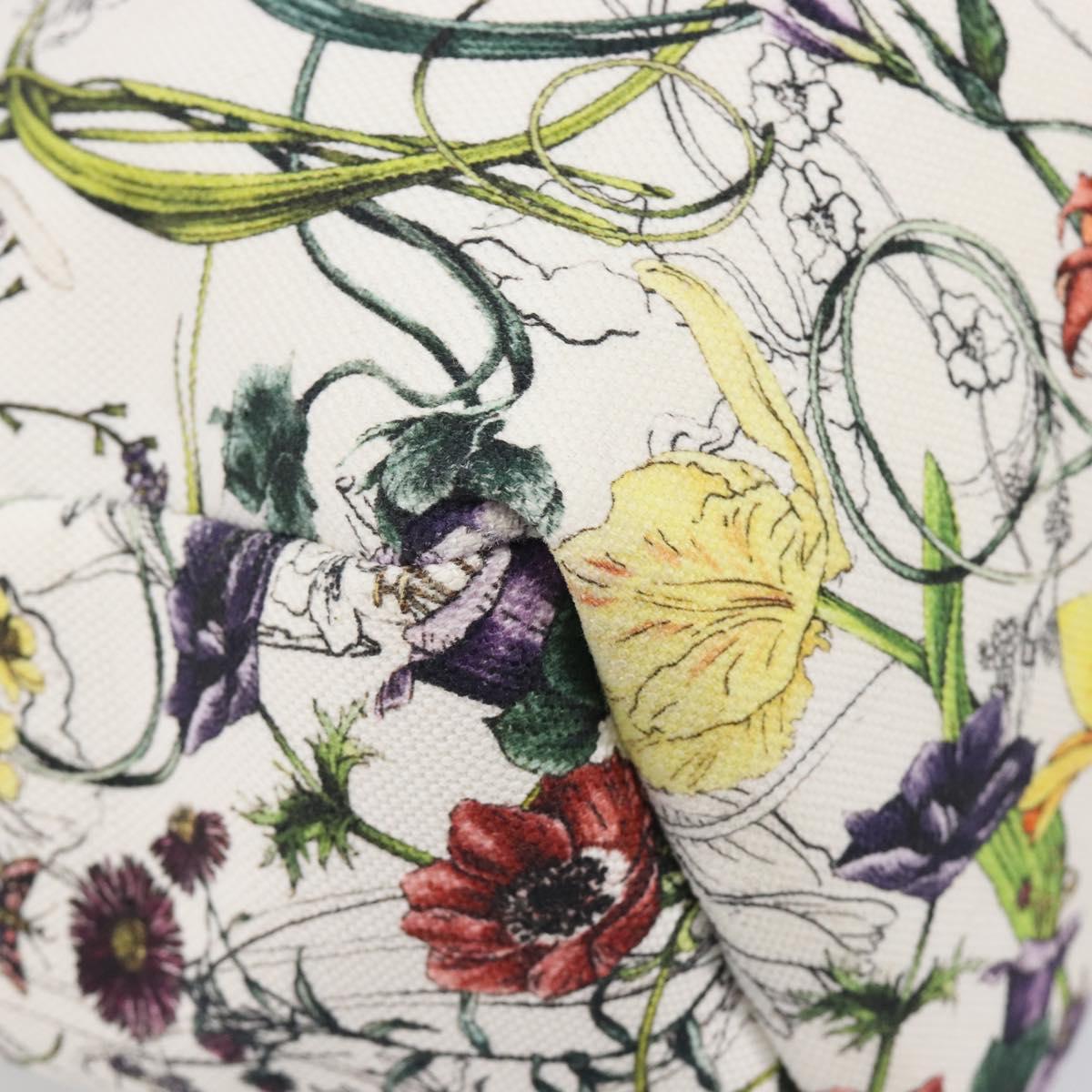 GUCCI Flora Tote Bag Canvas White 282439 Auth BA15910V