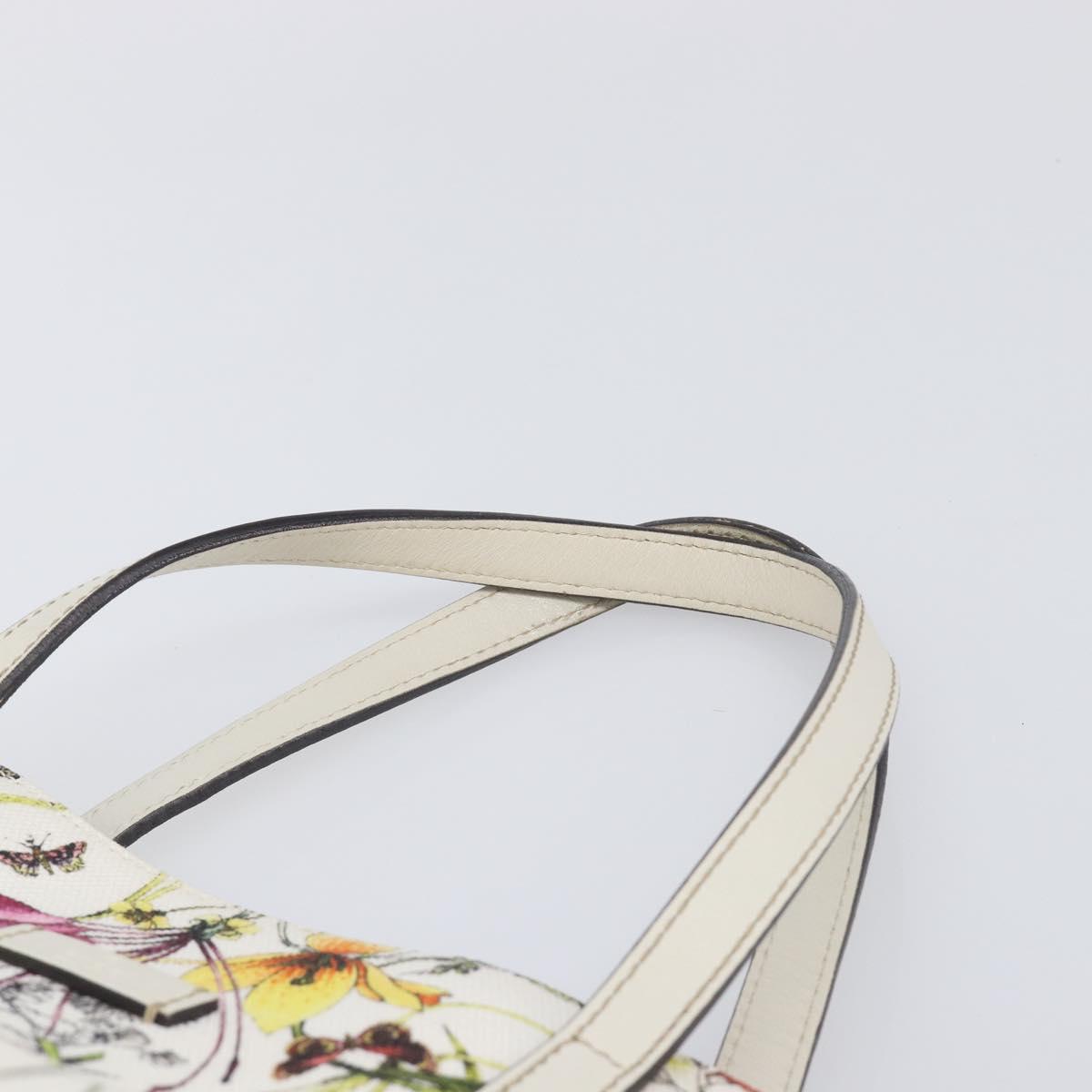 GUCCI Flora Tote Bag Canvas White 282439 Auth BA15910V