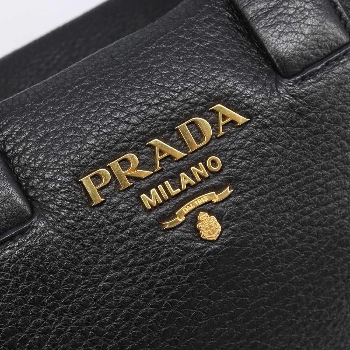 PRADA Hand Bag Vitterodino Black Gold Auth BA15918V