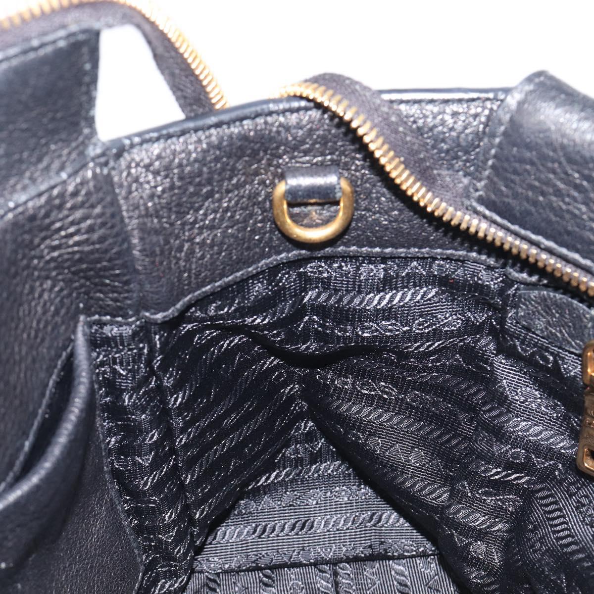 PRADA Hand Bag Vitterodino Black Gold Auth BA15918V