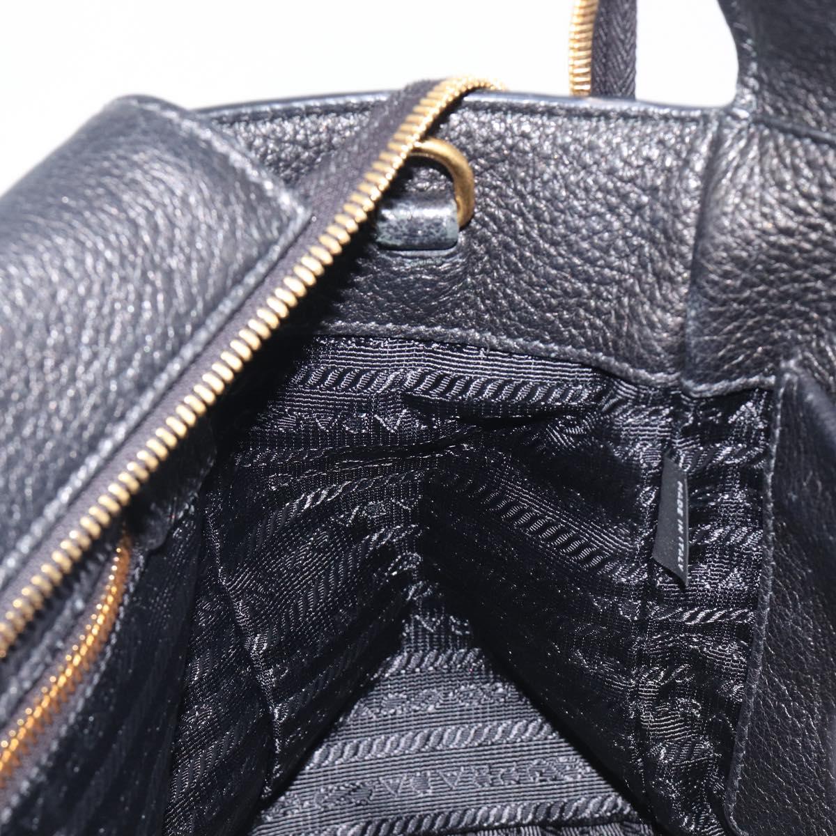 PRADA Hand Bag Vitterodino Black Gold Auth BA15918V
