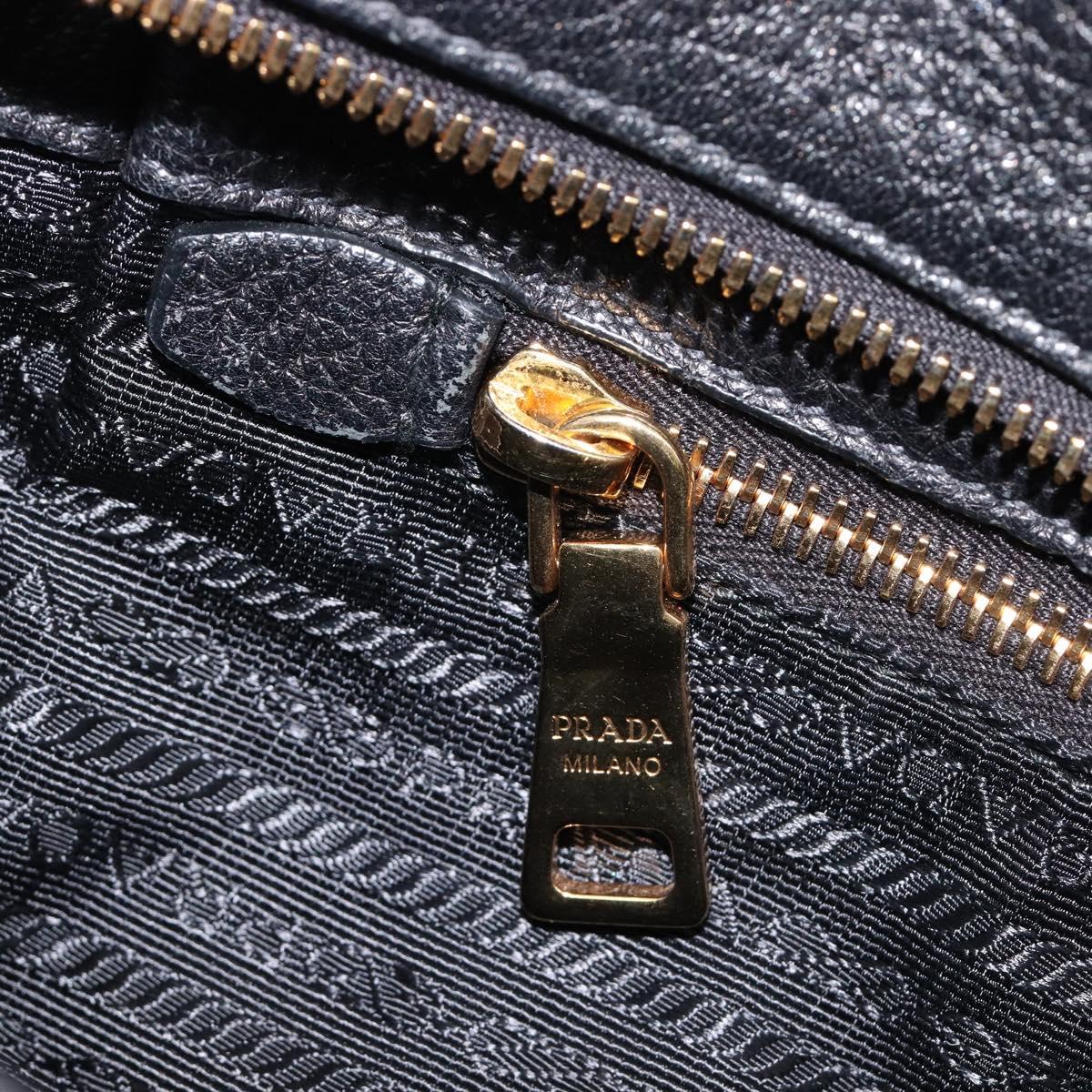 PRADA Hand Bag Vitterodino Black Gold Auth BA15918V