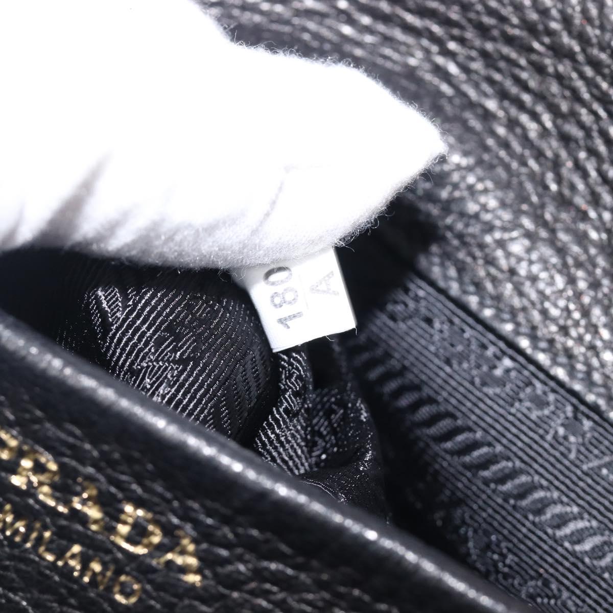 PRADA Hand Bag Vitterodino Black Gold Auth BA15918V