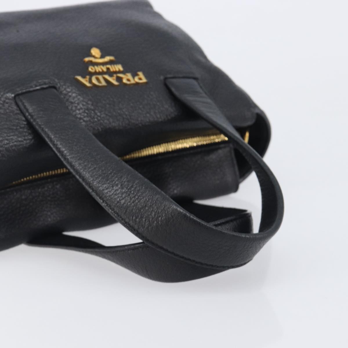 PRADA Hand Bag Vitterodino Black Gold Auth BA15918V