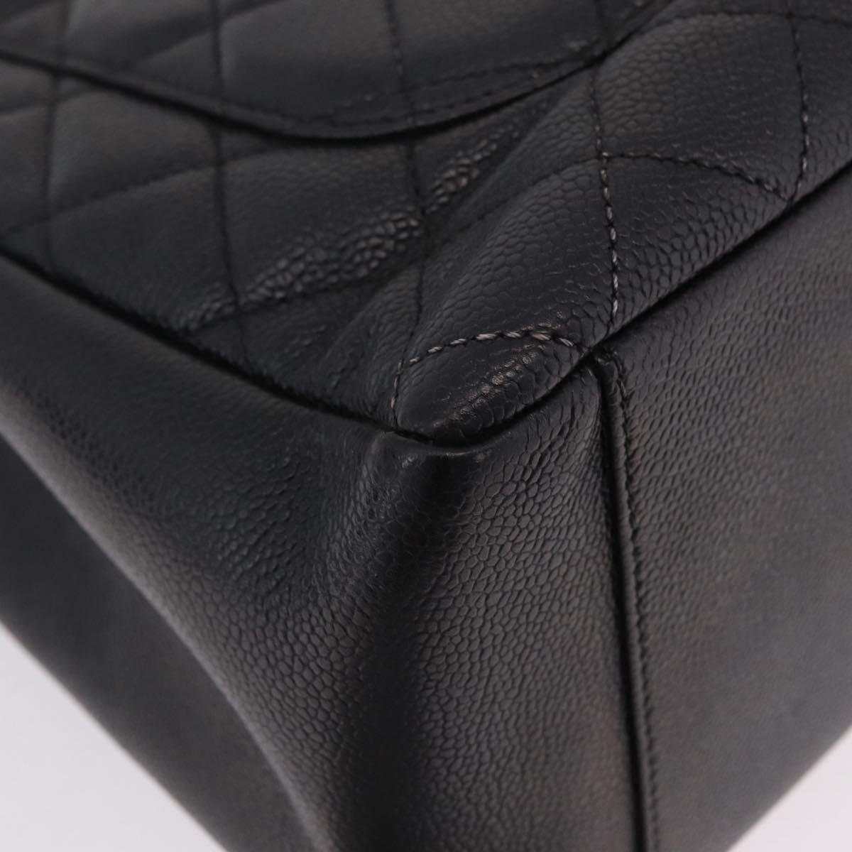 CHANEL Matelasse Chain Tote Bag Caviar Skin Black Silver CC Auth BA15924SAM