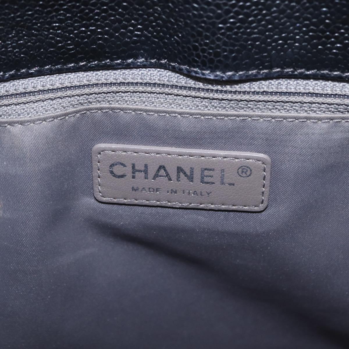 CHANEL Matelasse Chain Tote Bag Caviar Skin Black Silver CC Auth BA15924SAM