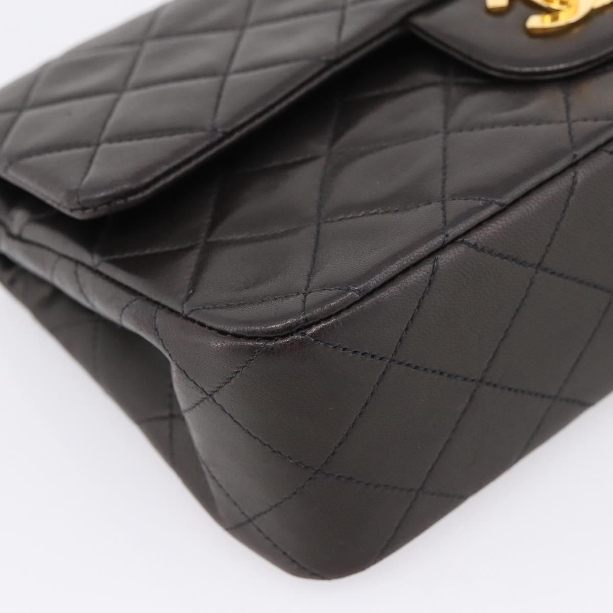CHANEL Matelasse 23 Chain Shoulder Bag Lamb Skin Black Gold CC Auth BA15940SAM