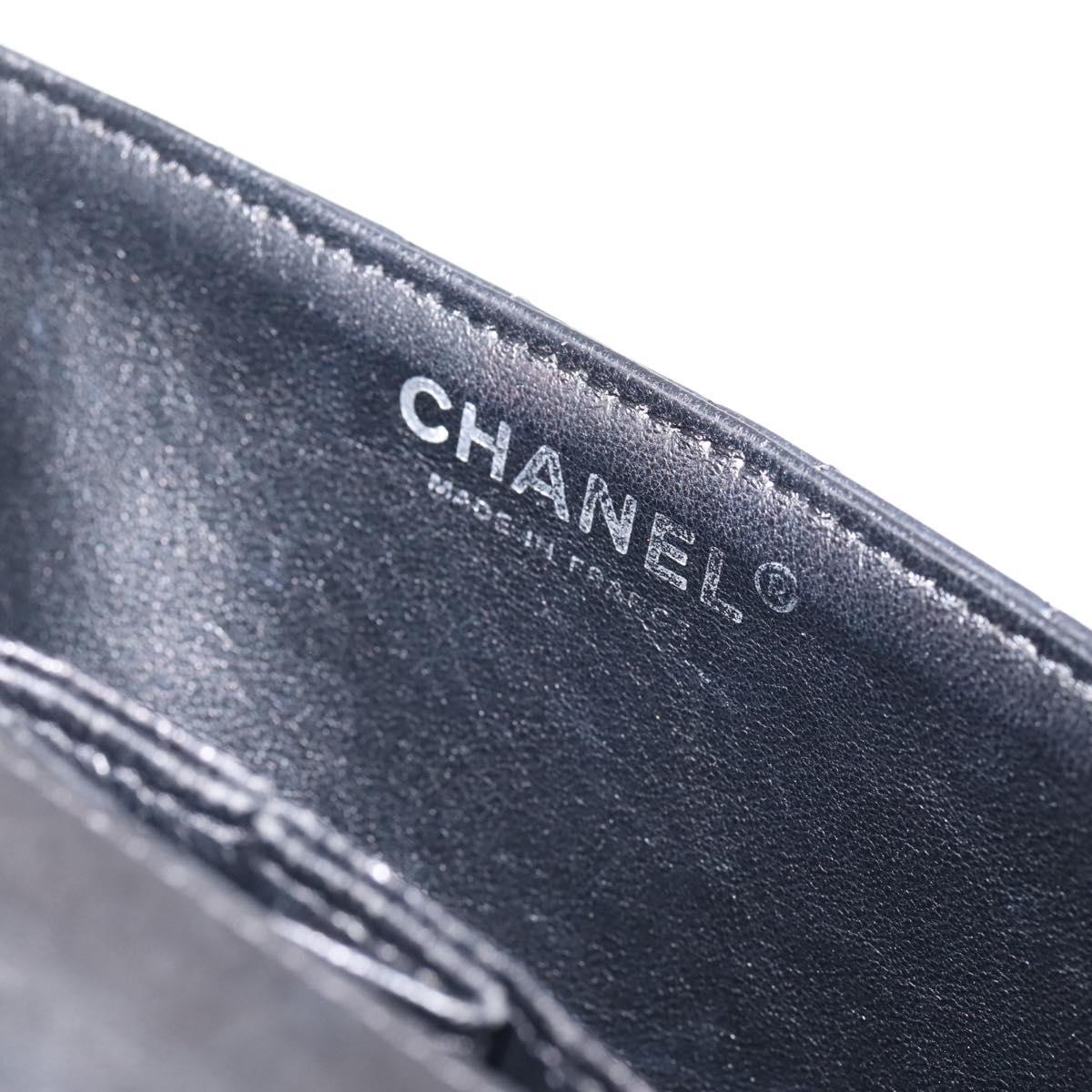 CHANEL Matelasse Chain Shoulder Bag Lamb Skin Black Silver CC Auth BA15944M