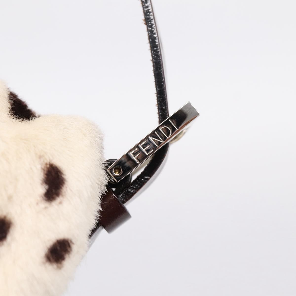 FENDI Mamma Baguette Shoulder Bag Fur Ivory Silver Auth BA15946SAM
