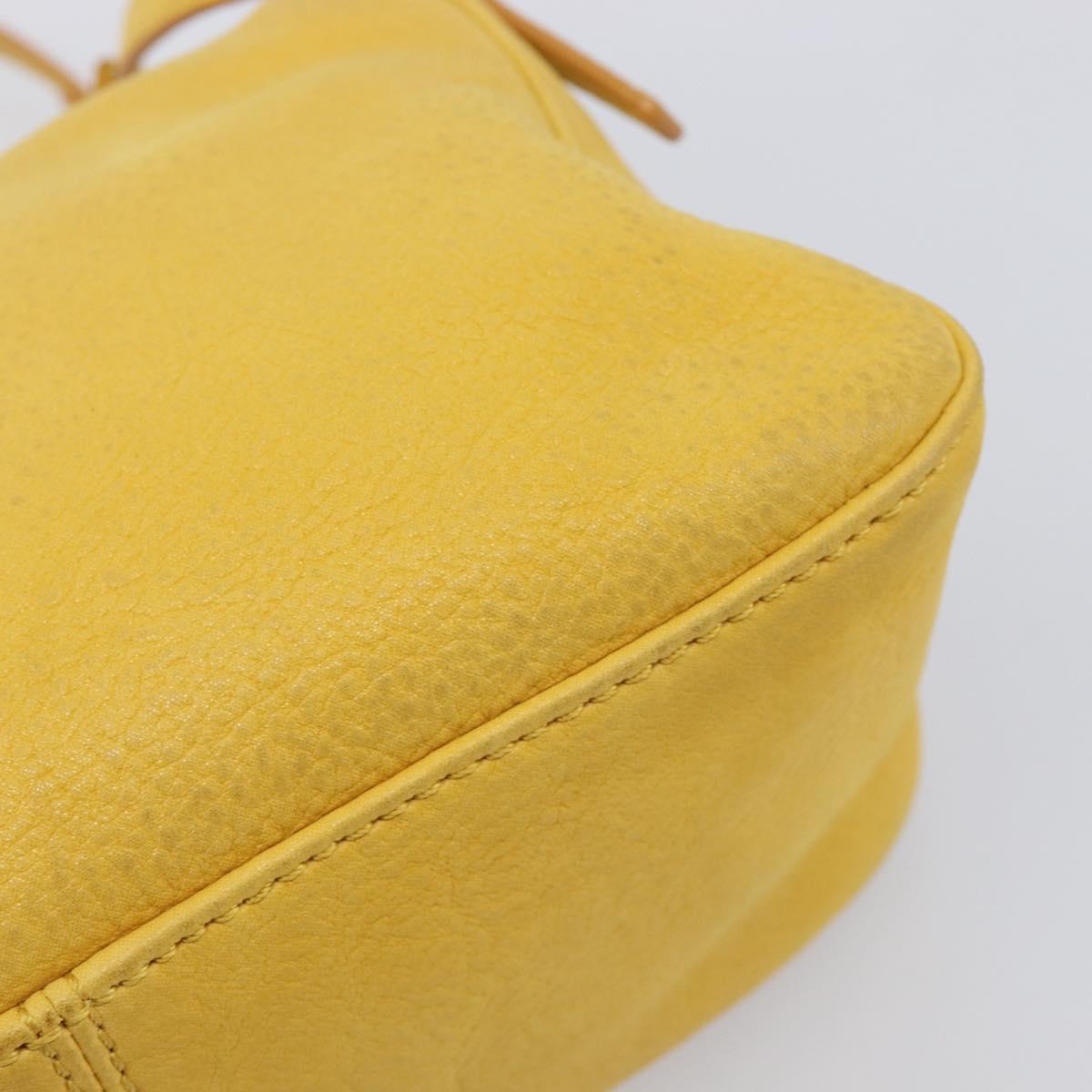 FENDI Mamma Baguette Shoulder Bag Leather Yellow Gold Auth BA15948V