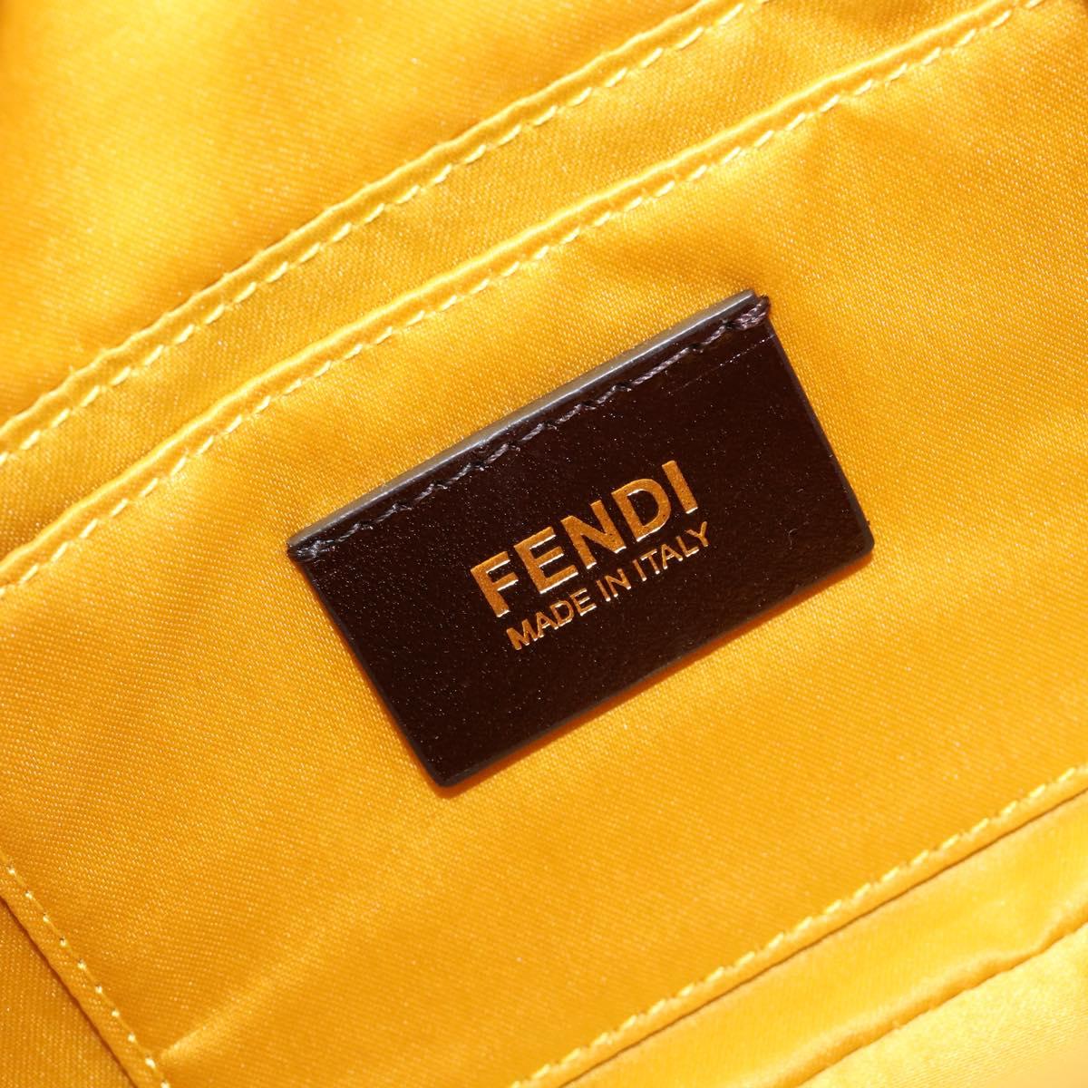 FENDI Mamma Baguette Shoulder Bag Leather Yellow Gold Auth BA15948V