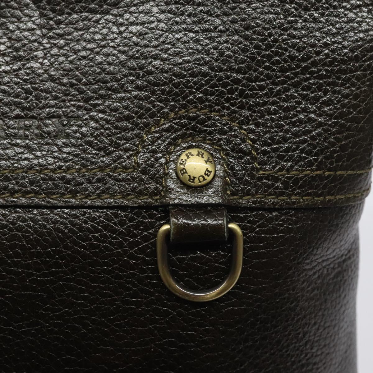 BURBERRY Shoulder Bag Leather Brown Gold Auth BA1595