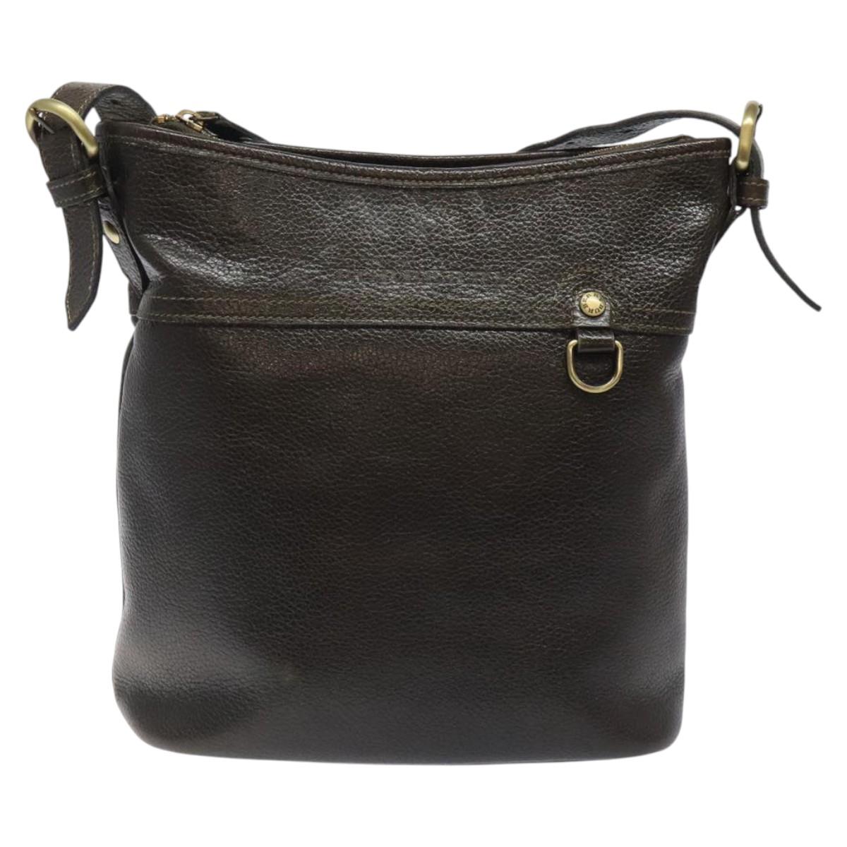 BURBERRY Shoulder Bag Leather Brown Gold Auth BA1595