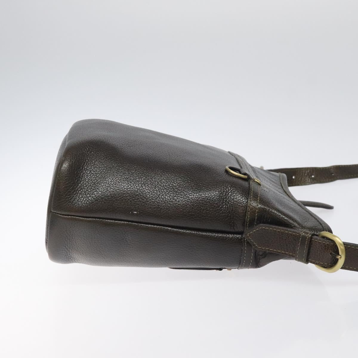 BURBERRY Shoulder Bag Leather Brown Gold Auth BA1595