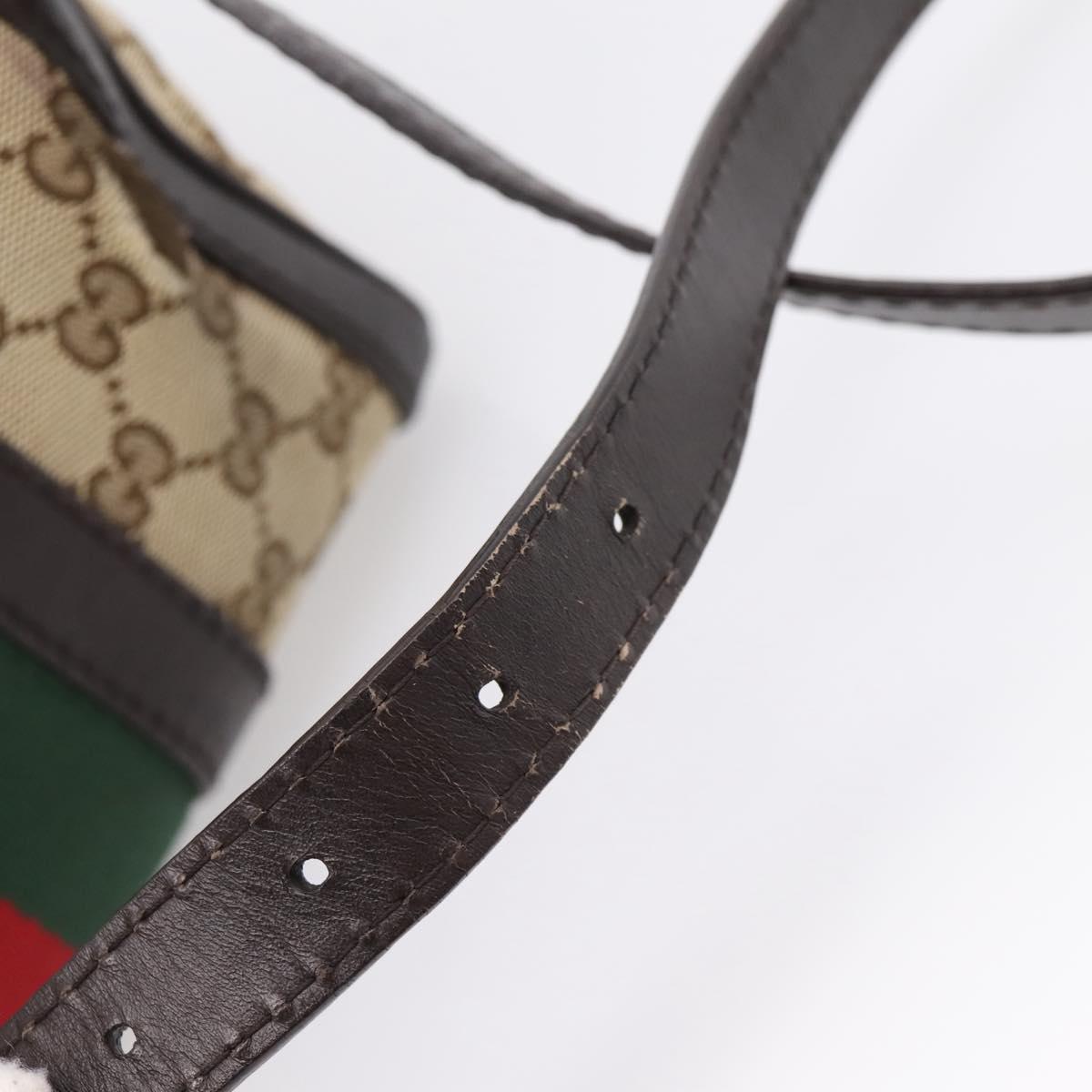 GUCCI GG Canvas Web Sherry Line Boston Bag 2way Beige Gold 269876 Auth BA15956A