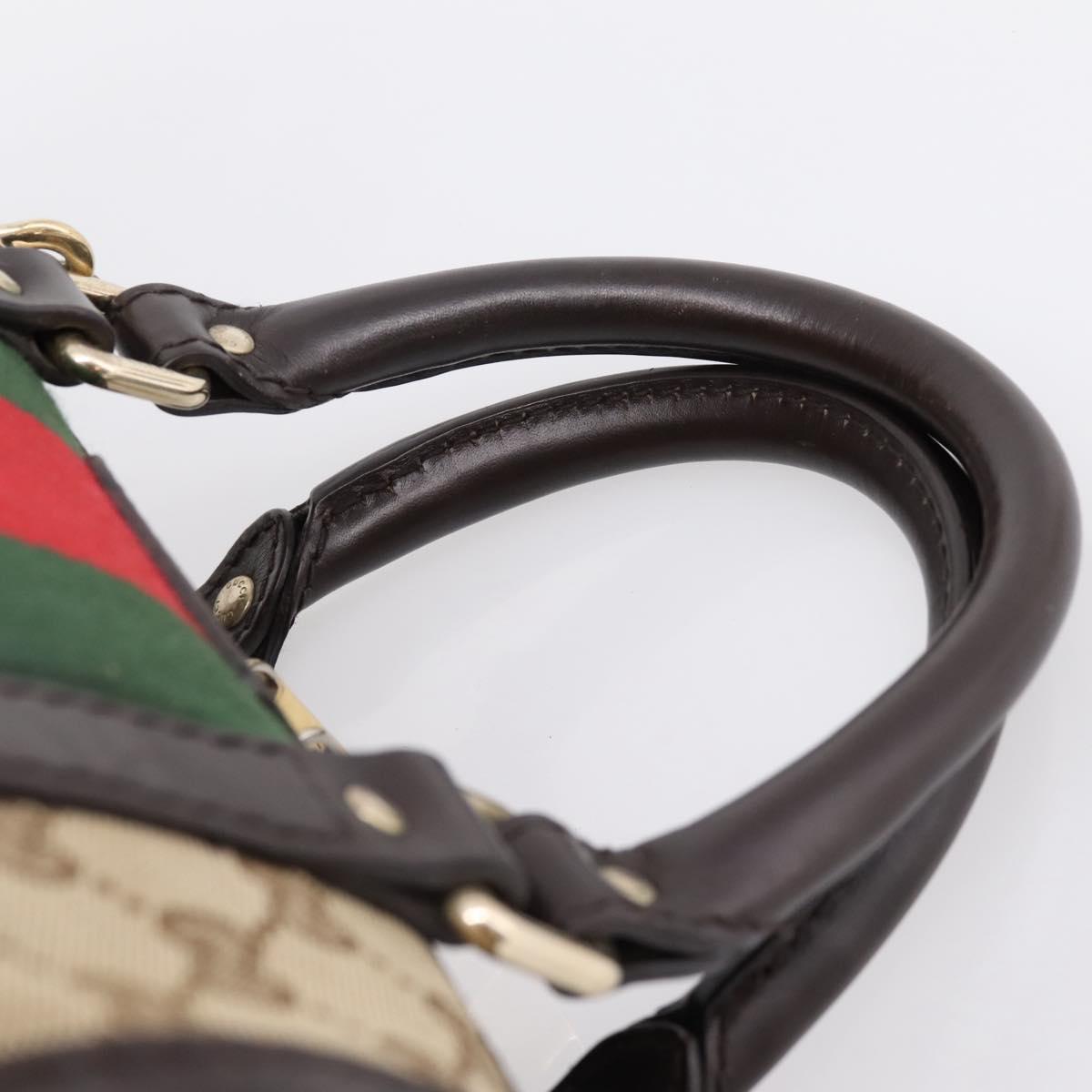 GUCCI GG Canvas Web Sherry Line Boston Bag 2way Beige Gold 269876 Auth BA15956A