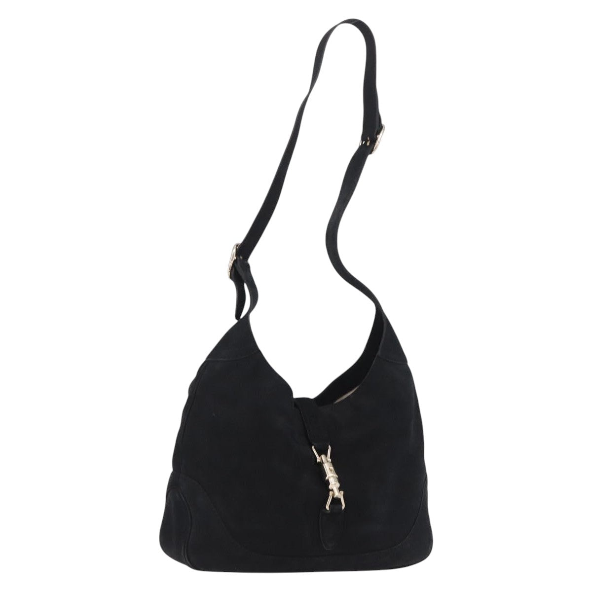 GUCCI New Jackie Shoulder Bag Leather Black Gold 277520 Auth BA15959V