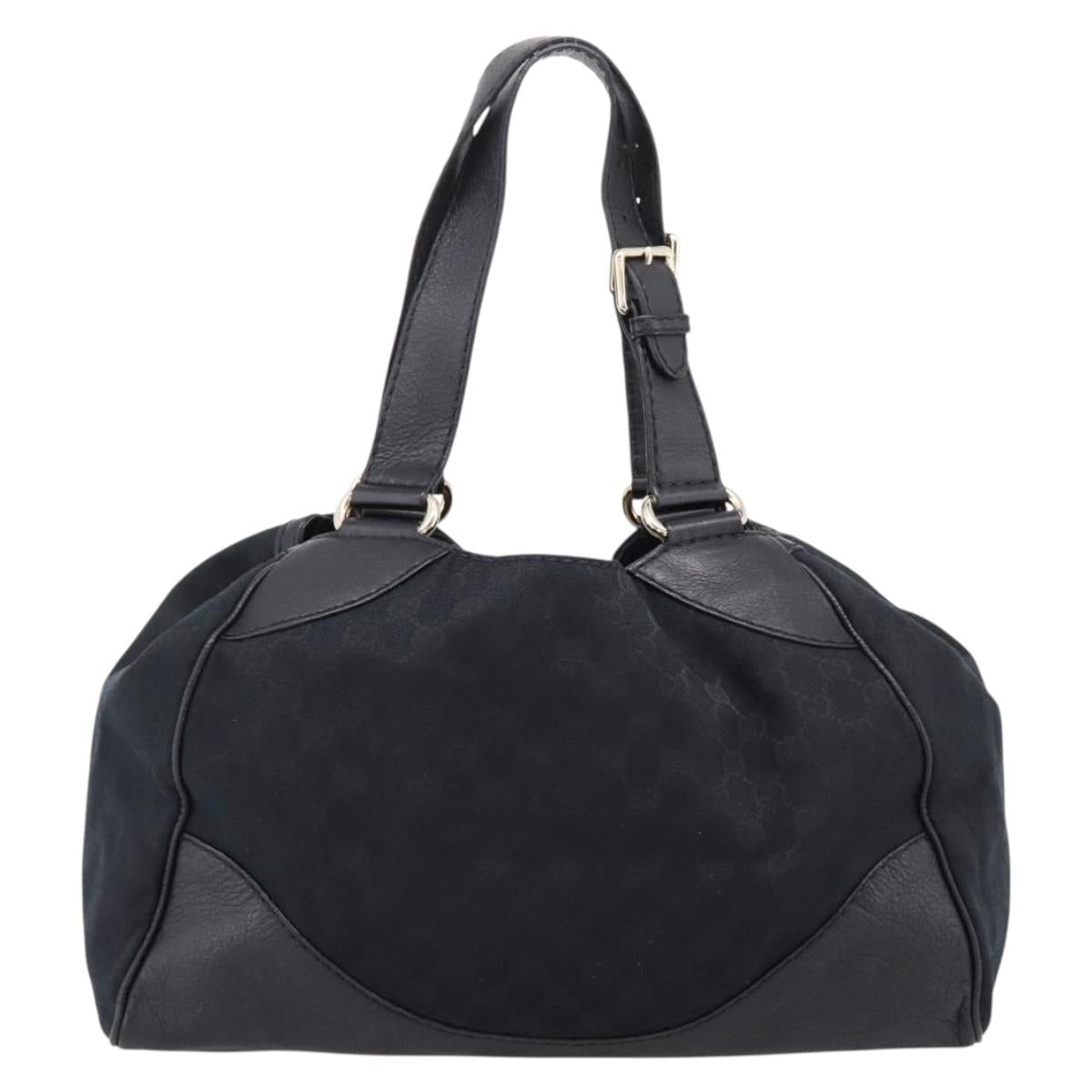 GUCCI GG Canvas Tote Bag Black Gold 223972 Auth BA15960V