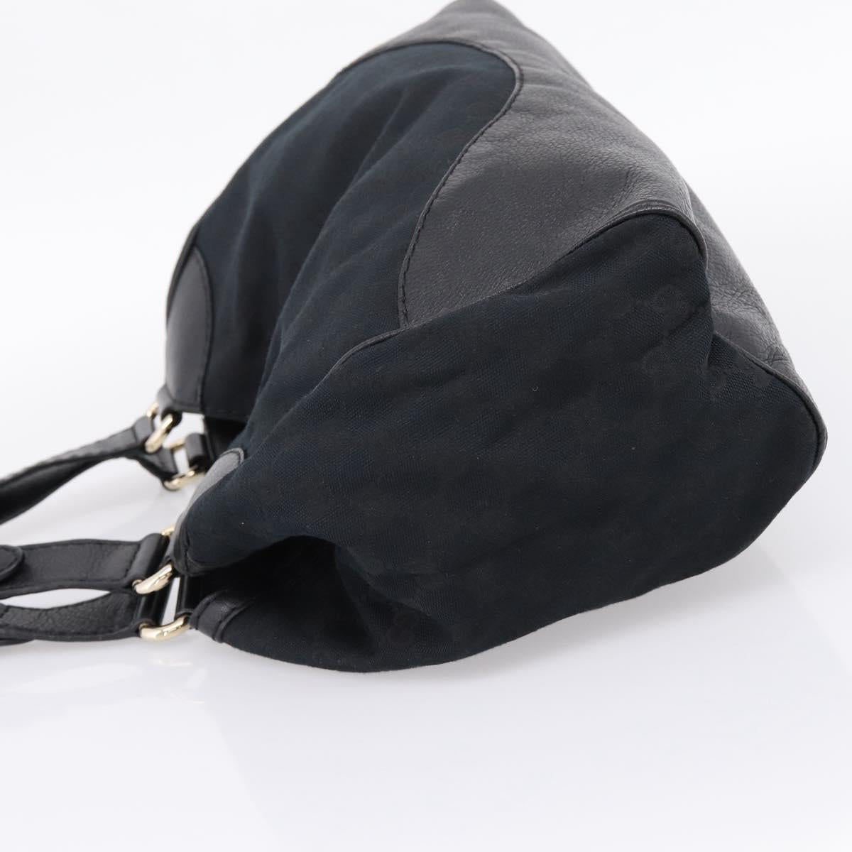 GUCCI GG Canvas Tote Bag Black Gold 223972 Auth BA15960V